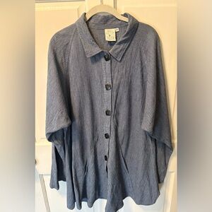 Mill Valley blue check Trumpet big shirt tunic top blouse lagenlook xl x-large